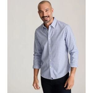 UNTUCKit Mens Durif Wrinkle Free Long Sleeve White Blue Check Button Up - Medium